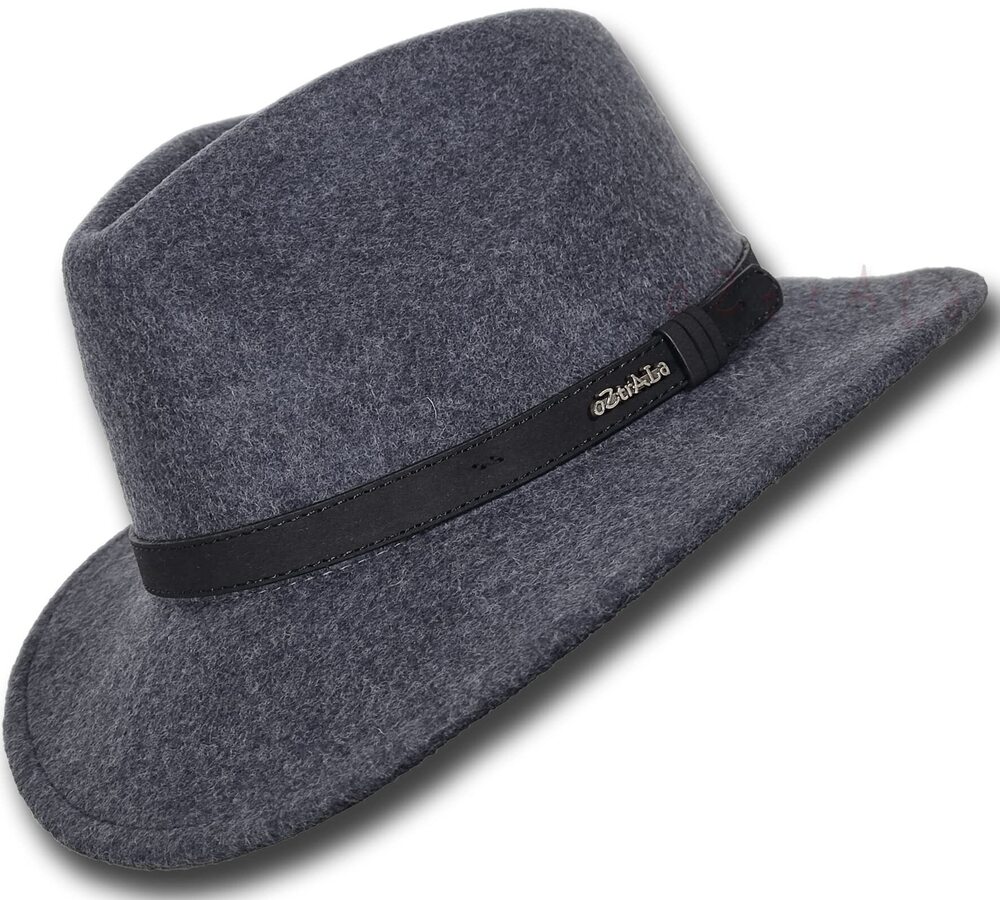 3759 Wool Felt HAT Australian Outback Vintage Classic Fedora Leather Band